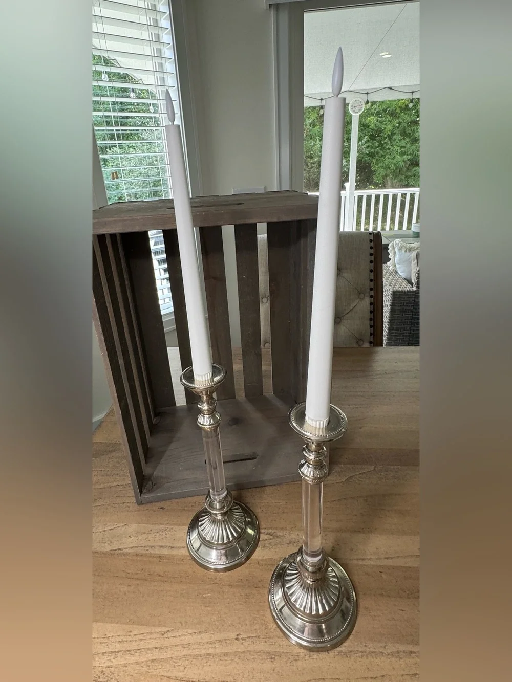 Corinthian Style Silver-Plated Candlesticks, set of 2